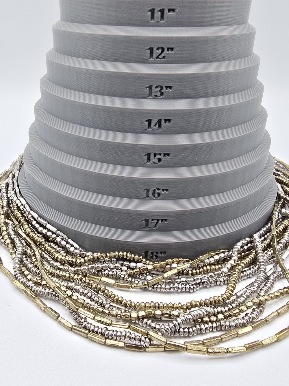 Chico’s Multi Strand Seed Bead Necklace Mixed Metal Gold Silver Tone Adjustable - Picture 8 of 10